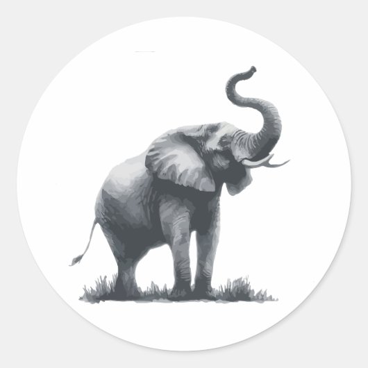 Majestueuze olifant met verhoogde stam ronde sticker (Voorkant)