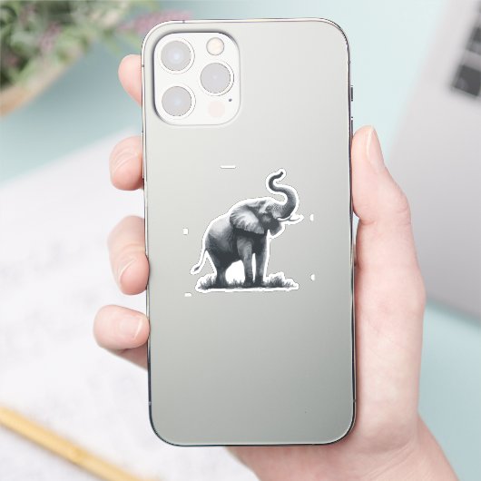 Majestueuze olifant met verhoogde stam sticker (Telefoon)