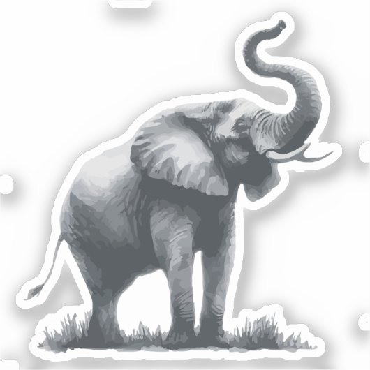 Majestueuze olifant met verhoogde stam sticker (Voorkant)