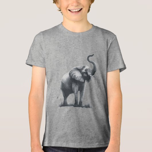 Majestueuze olifant met verhoogde stam Tri-Blend shirt (Voorkant)