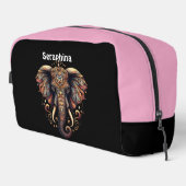 Majestueuze olifant versierd met ingewikkelde patr toilettasje (Rechterhoek)