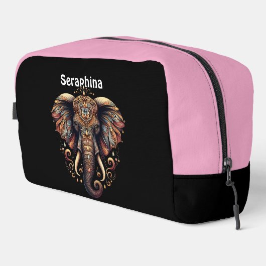 Majestueuze olifant versierd met ingewikkelde patr toilettasje (Rechterhoek)