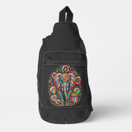 Majestueuze olifant versierd met levendige Design Sling Bag