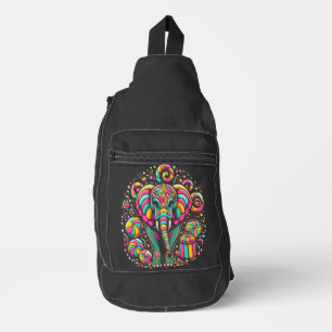 Majestueuze olifant versierd met levendige Design Sling Bag