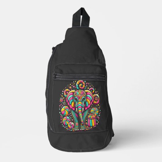 Majestueuze olifant versierd met levendige Design Sling Bag (Voorkant)
