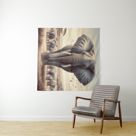 Majestueuze olifantenkudde wandkleed (In Situ (horizontaal))