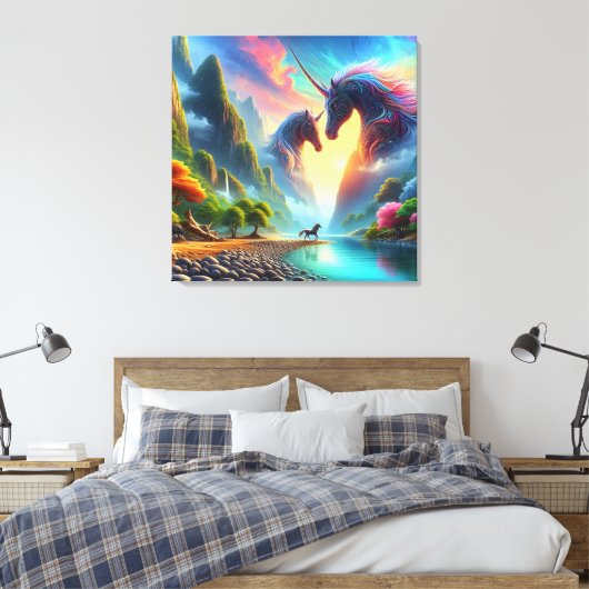Majestueuze ontmoeting in een kleurrijke vallei -  canvas afdruk (Insitu (Slaapkamer))