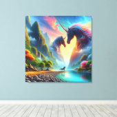 Majestueuze ontmoeting in een kleurrijke vallei -  canvas afdruk (Insitu (Houten vloer))