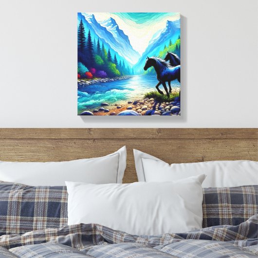 Majestueuze ontmoeting in Vibrant Valley Elegant D Canvas Afdruk (Insitu (Slaapkamer))