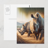 Majestueuze ontmoeting van neushoorn en neushoorn briefkaart (Voorkant / Achterkant)