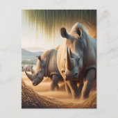 Majestueuze ontmoeting van neushoorn en neushoorn briefkaart (Voorkant)