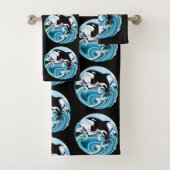 Majestueuze Orka Moordwalvis Blauwe Golven Oceaan Bad Handdoek (Insitu)