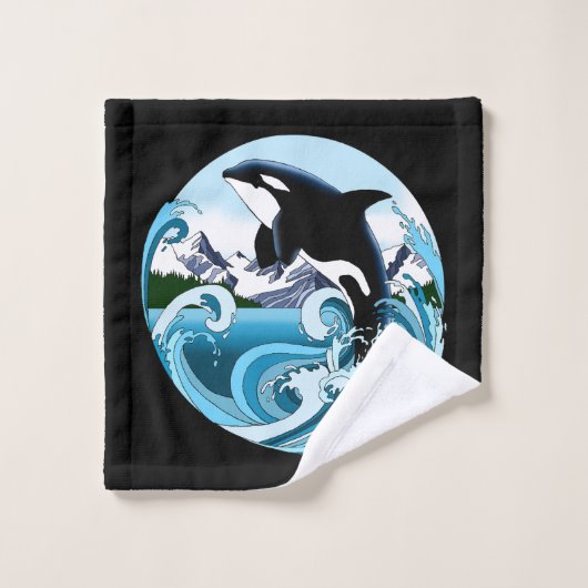Majestueuze Orka Moordwalvis Blauwe Golven Oceaan Bad Handdoek (Wasdoekje)