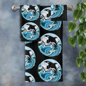 Majestueuze Orka Moordwalvis Blauwe Golven Oceaan Bad Handdoek