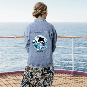 Majestueuze Orka Moordwalvis Blauwe Golven Oceaan Denim Jacket