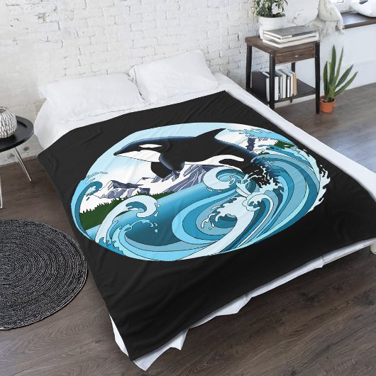 Majestueuze Orka Moordwalvis Blauwe Golven Oceaan Fleece Deken