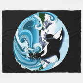 Majestueuze Orka Moordwalvis Blauwe Golven Oceaan Fleece Deken (Voorkant (Horizontaal))
