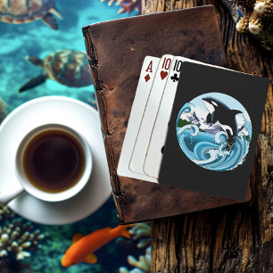 Majestueuze Orka Moordwalvis Blauwe Golven Oceaan Pokerkaarten