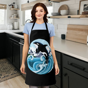 Majestueuze Orka Moordwalvis Blauwe Golven Oceaan Schort