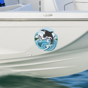 Majestueuze Orka Moordwalvis Blauwe Golven Oceaan Sticker