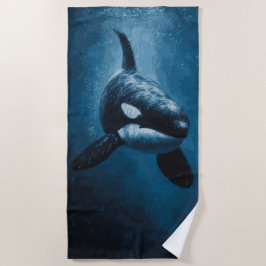 Majestueuze Orka Onderwater Oceaan Illustratie Strandlaken