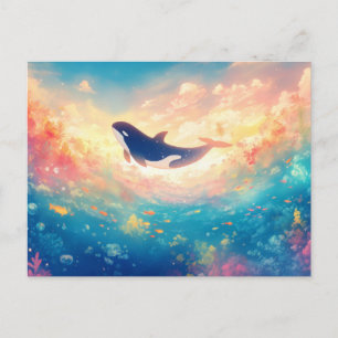 Majestueuze Orka Zonsondergang Wolk Oceaan Briefkaart