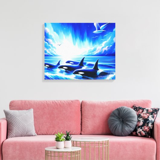 "Majestueuze orka's" Canvas Afdruk (Insitu (Woonkamer))
