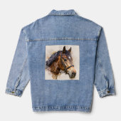Majestueuze paardenkop denim jas jacket (Achterkant)