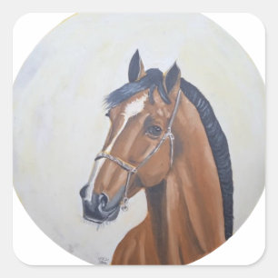 Majestueuze Paardenportret T-Shirt Vierkante Sticker