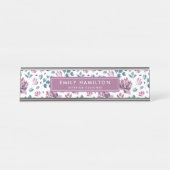 majestueuze Paarse bloem | Gepersonaliseerd Bureau Naambordje (Voorkant)