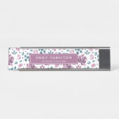 majestueuze Paarse bloem | Gepersonaliseerd Bureau Naambordje (Voorkant)