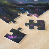 Majestueuze paarse draak in bos legpuzzel (Zijkant)