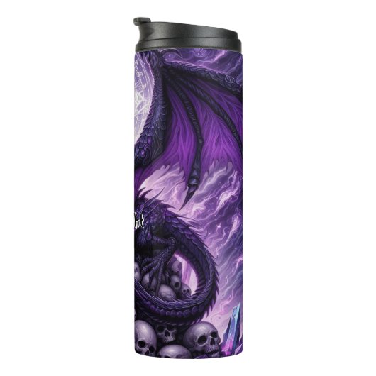 Majestueuze Paarse draak op schedelstapel Thermosbeker (Geroteerd rechts)