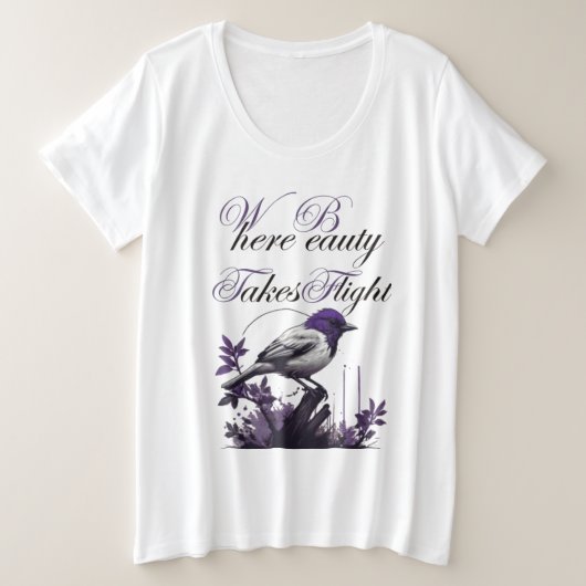 Majestueuze Paarse vogelscène | De schoonheid van  Grote Maat T-shirt (Design voorkant)
