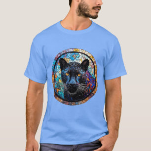 Majestueuze Panter Glas-in-Lood Kunstwerk T-shirt