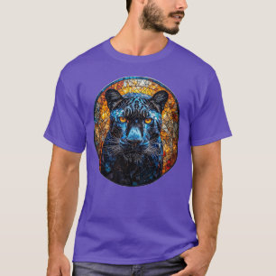 Majestueuze Panter Glas-in-Lood Kunstwerk T-shirt
