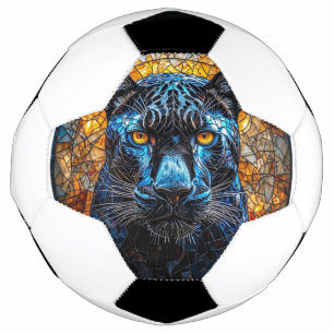 Majestueuze Panter Glas-in-Lood Kunstwerk Voetbal