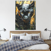 Majestueuze panter in dynamische impasto-kunst canvas afdruk (Insitu (Slaapkamer))