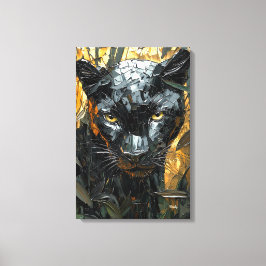 Majestueuze panter in dynamische impasto-kunst canvas afdruk