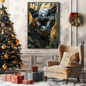 Majestueuze panter in dynamische impasto-kunst canvas afdruk