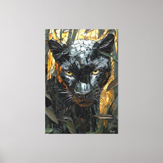 Majestueuze Panther in dynamische Impasto-kunst Canvas Afdruk (Voorkant)