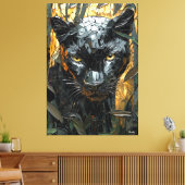 Majestueuze Panther in dynamische Impasto-kunst Canvas Afdruk (Insitu (Woonkamer))