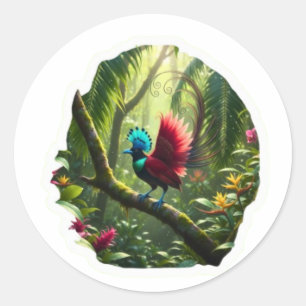 Majestueuze Paradijsvogel - Exotische Indonesische Ronde Sticker