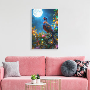 Majestueuze Patrijs in een Kerst-Peerboom Canvas Afdruk