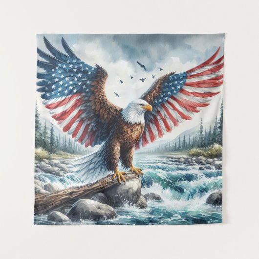 Majestueuze Patriottische Adelaar Wandkleed (Voorkant)
