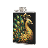 Majestueuze pauw in gouden pracht heupfles (Links)