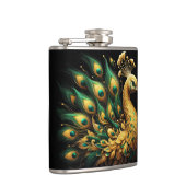 Majestueuze pauw in gouden pracht heupfles (Rechts)