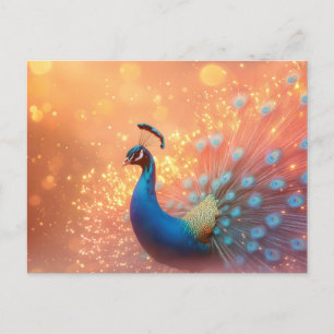 Majestueuze Pauw met Levendig Plumage Feestdagenkaart