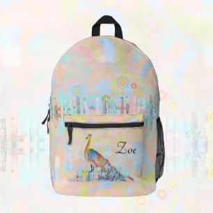 Majestueuze pauw op een hek - abstract gebruik bedrukte rugzak