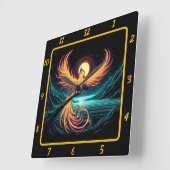 Majestueuze Phoenix boven maanverlichte toppen Vierkante Klok (Hoek)